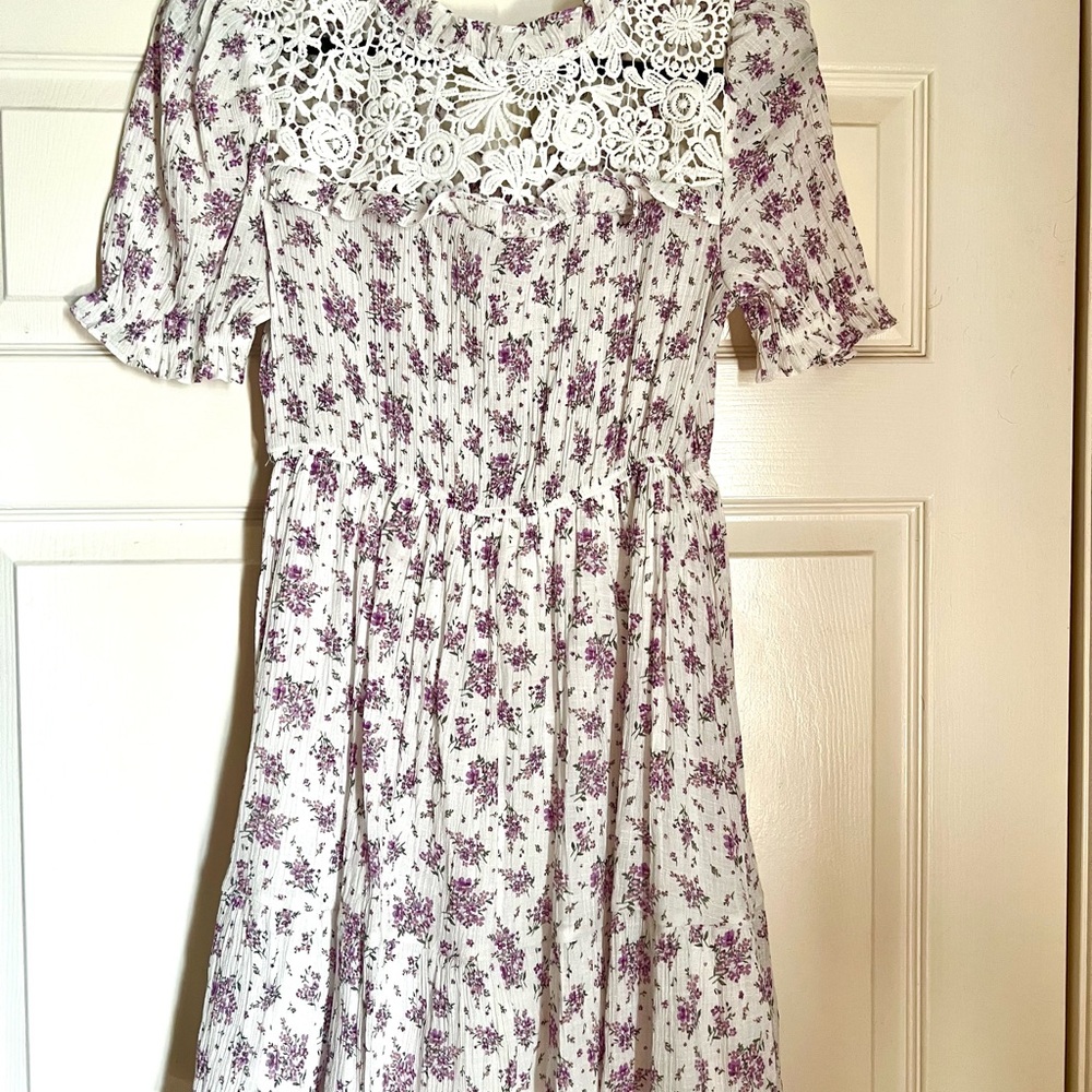 Elegant Purple Floral  Dress